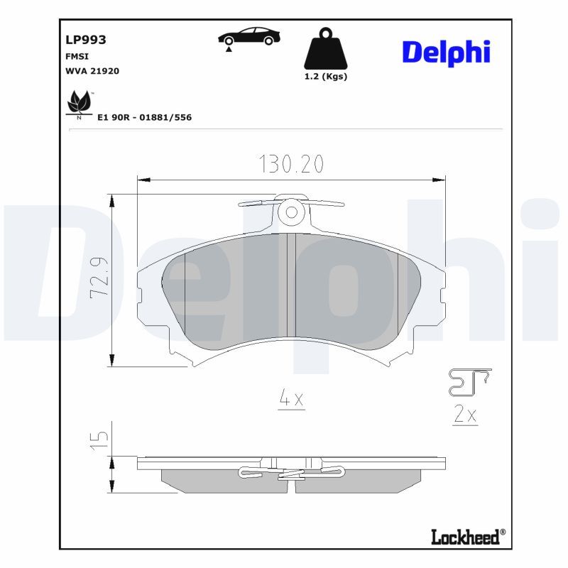 DELPHI LP993 Brake pad set, disc brake