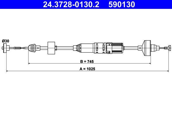 ATE 24.3728-0130.2 Cable pull, clutch control