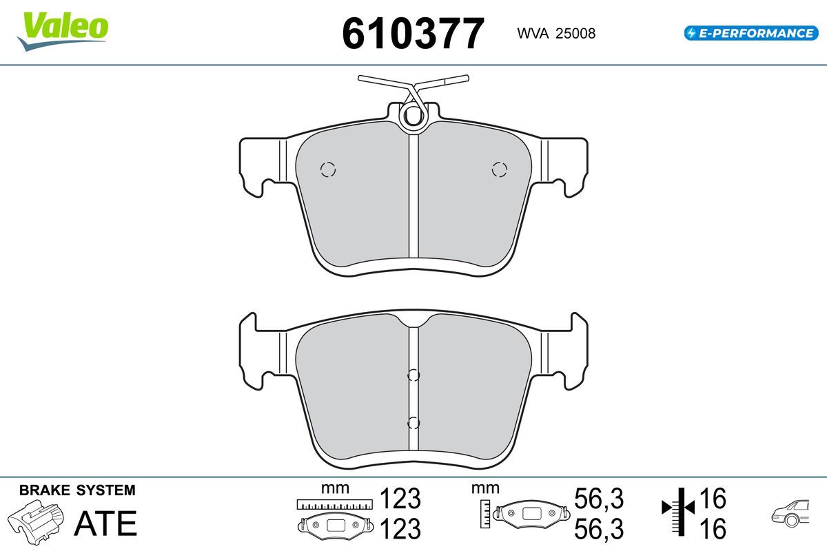 VALEO 610377 Brake pad set, disc brake