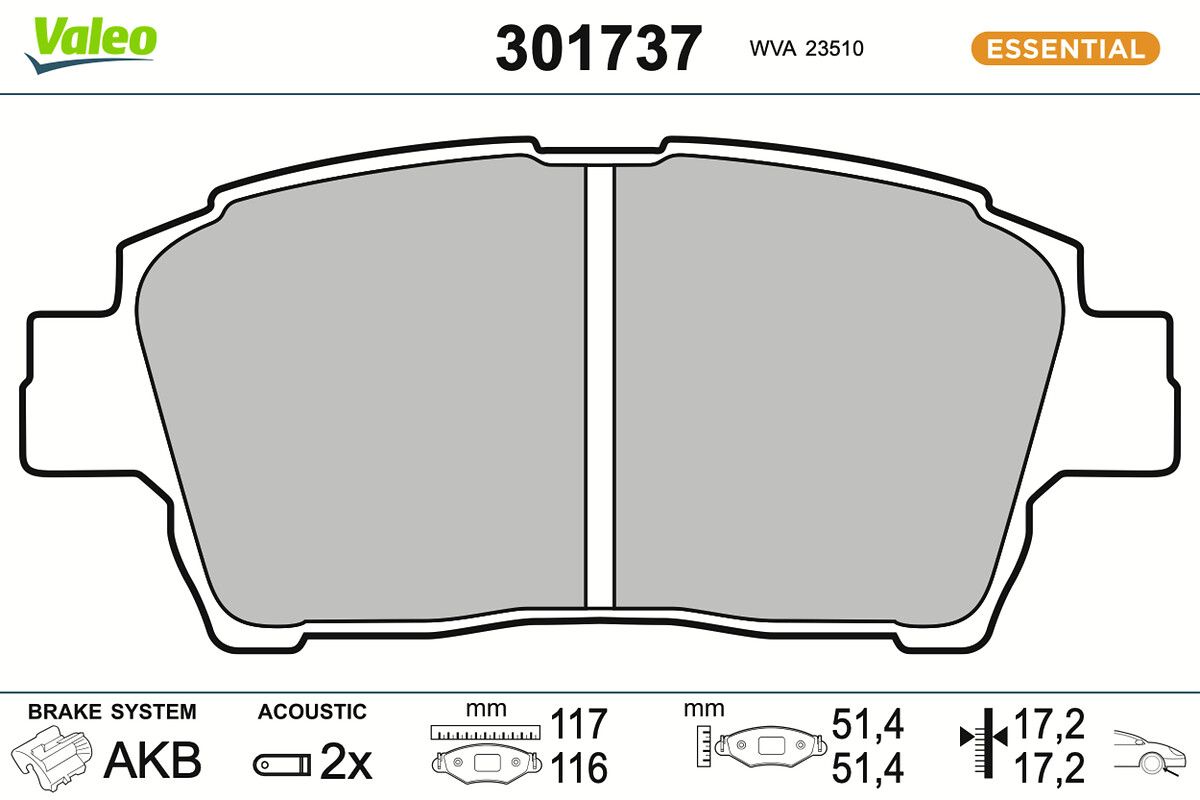 VALEO 301737 Brake pad set, disc brake