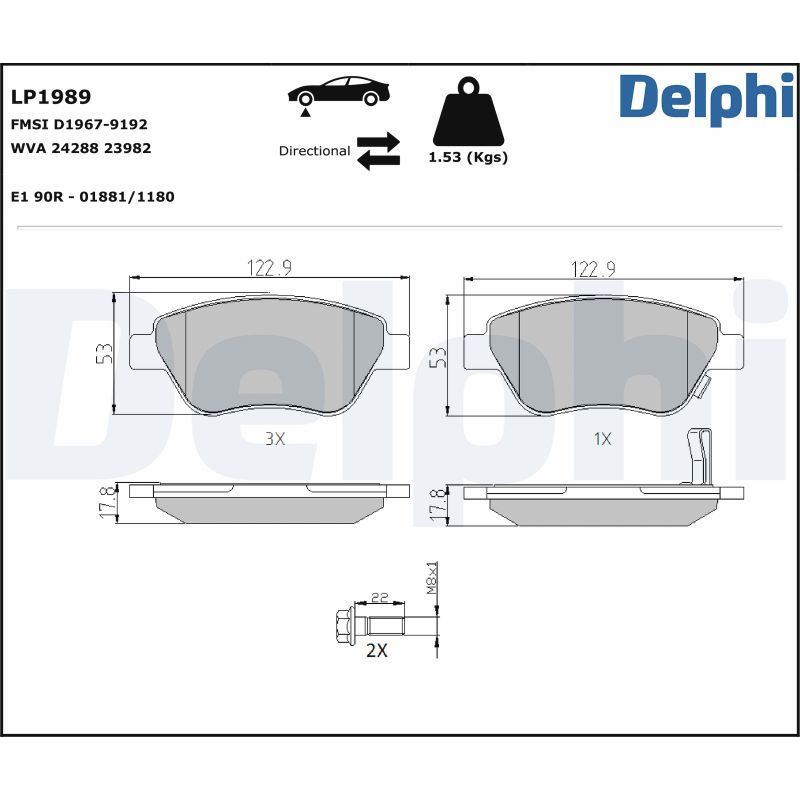 DELPHI LP1989 Brake pad set, disc brake