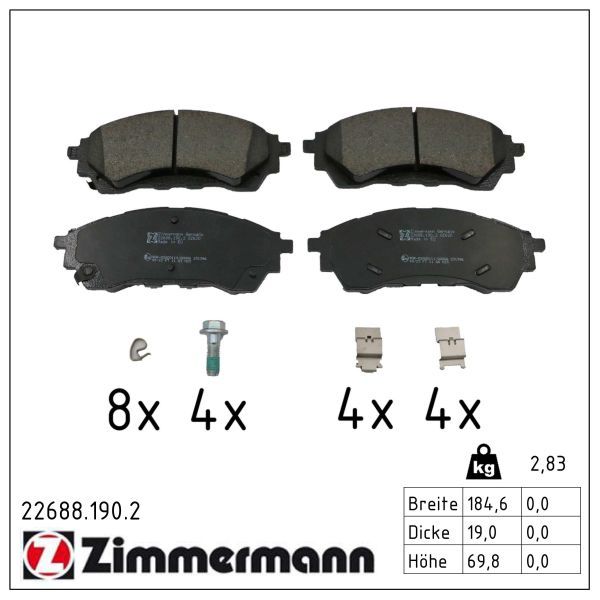 ZIMMERMANN 22688.190.2 Brake pad set, disc brake