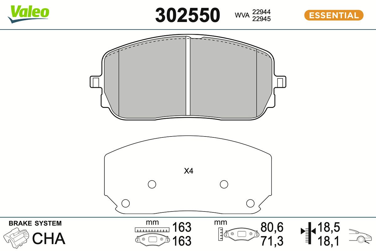 VALEO 302550 Brake pad set, disc brake