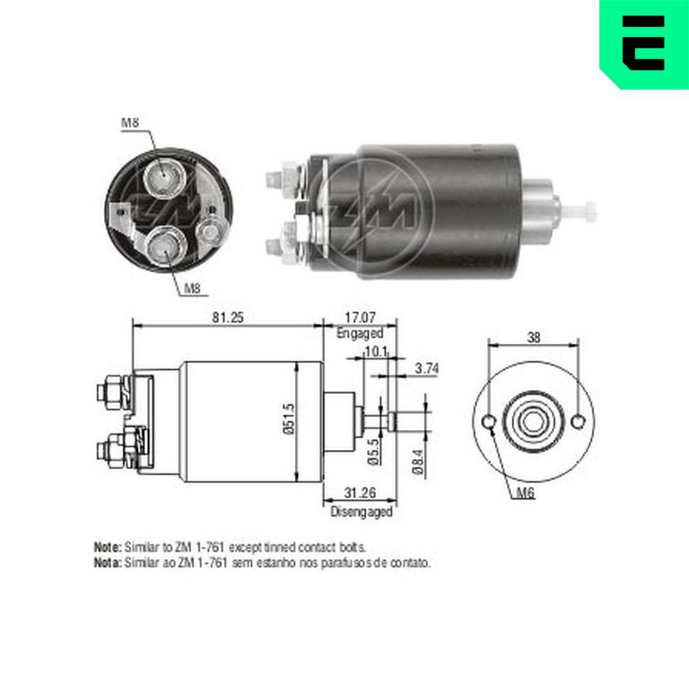 ERA ZM761 Solenoid switch, starter