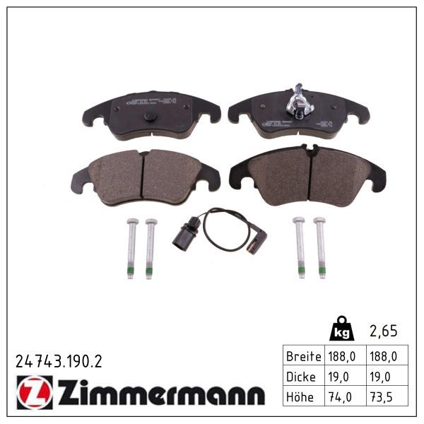 ZIMMERMANN 24743.190.2 Brake pad set, disc brake