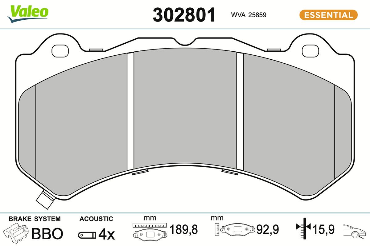 VALEO 302801 Brake pad set, disc brake
