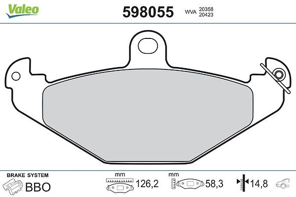 VALEO 598055 Brake pad set, disc brake