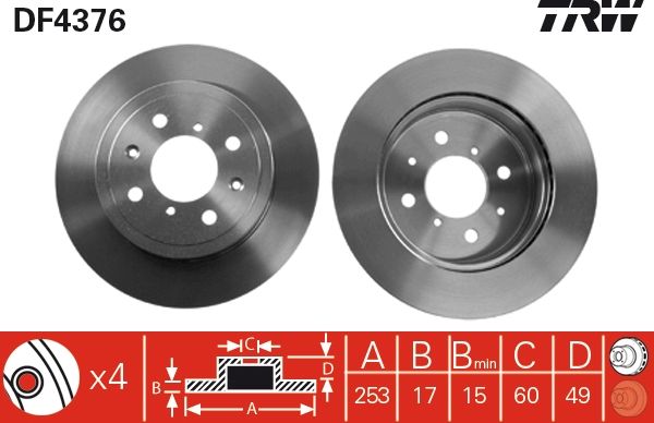 TRW DF4376 Brake disc