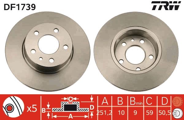 TRW DF1739 Brake disc