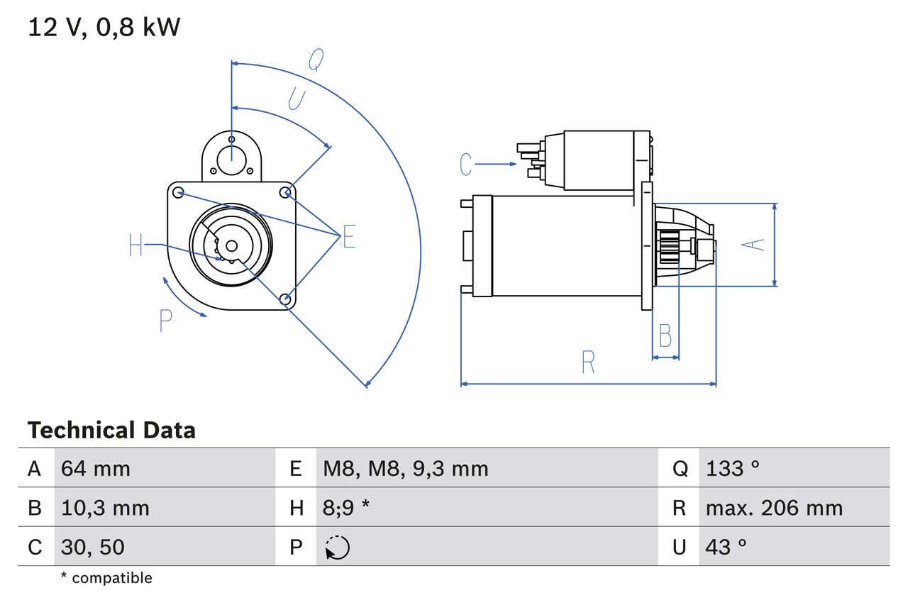 BOSCH 0 986 019 301 Starter