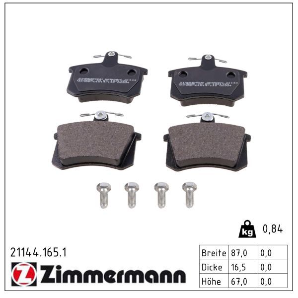 ZIMMERMANN 21144.165.1 Brake pad set, disc brake