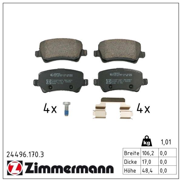 ZIMMERMANN 24496.170.3 Brake pad set, disc brake