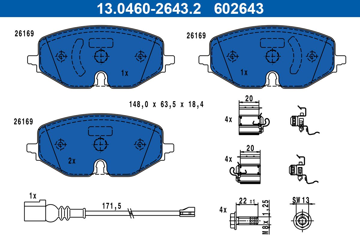 ATE 13.0460-2643.2 Brake pad set, disc brake