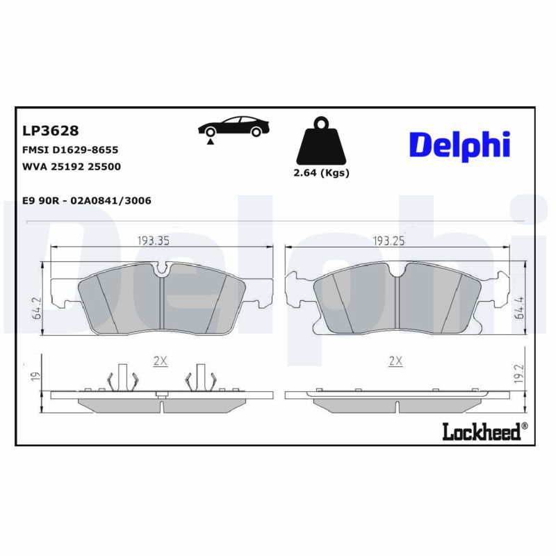 DELPHI LP3628 Brake pad set, disc brake