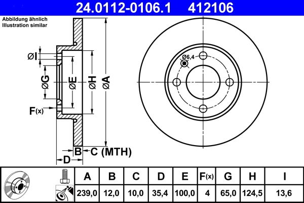 ATE 24.0112-0106.1 Brake disc