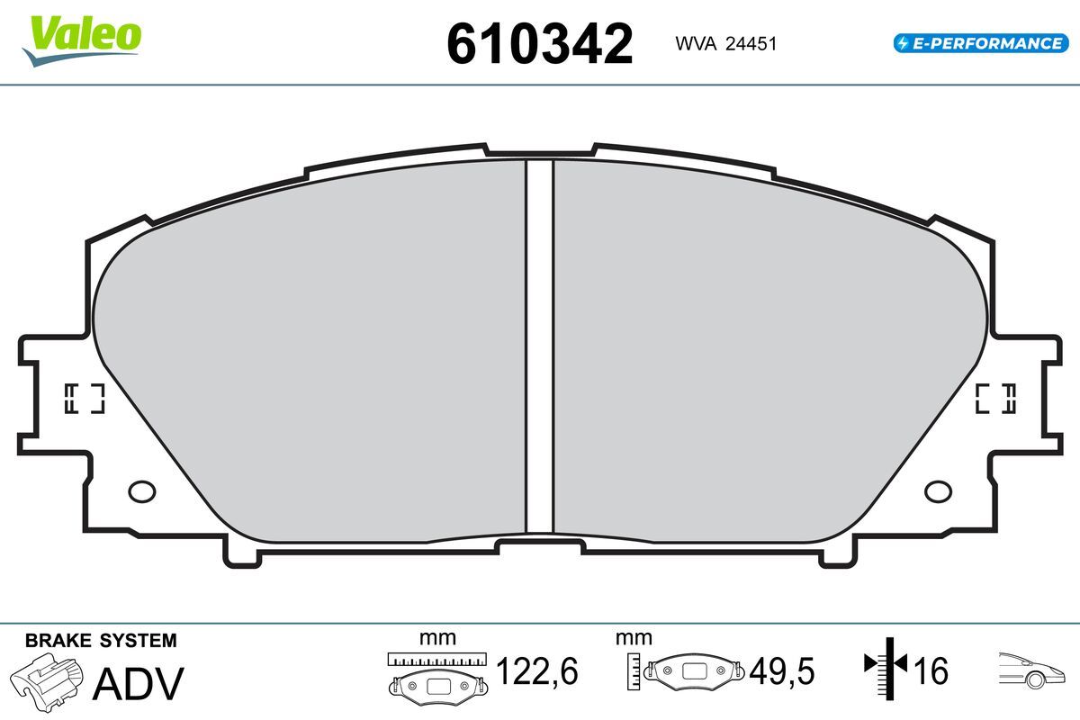 VALEO 610342 Brake pad set, disc brake