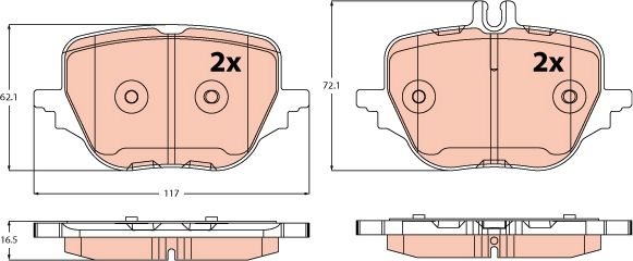 TRW GDB2595 Brake pad set, disc brake