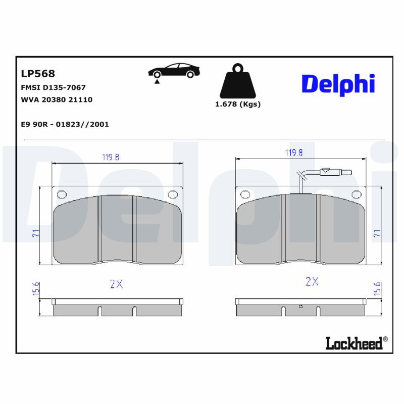 DELPHI LP568 Brake pad set, disc brake