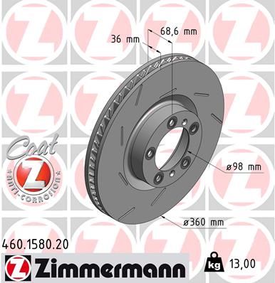 ZIMMERMANN 460.1580.20 Brake disc