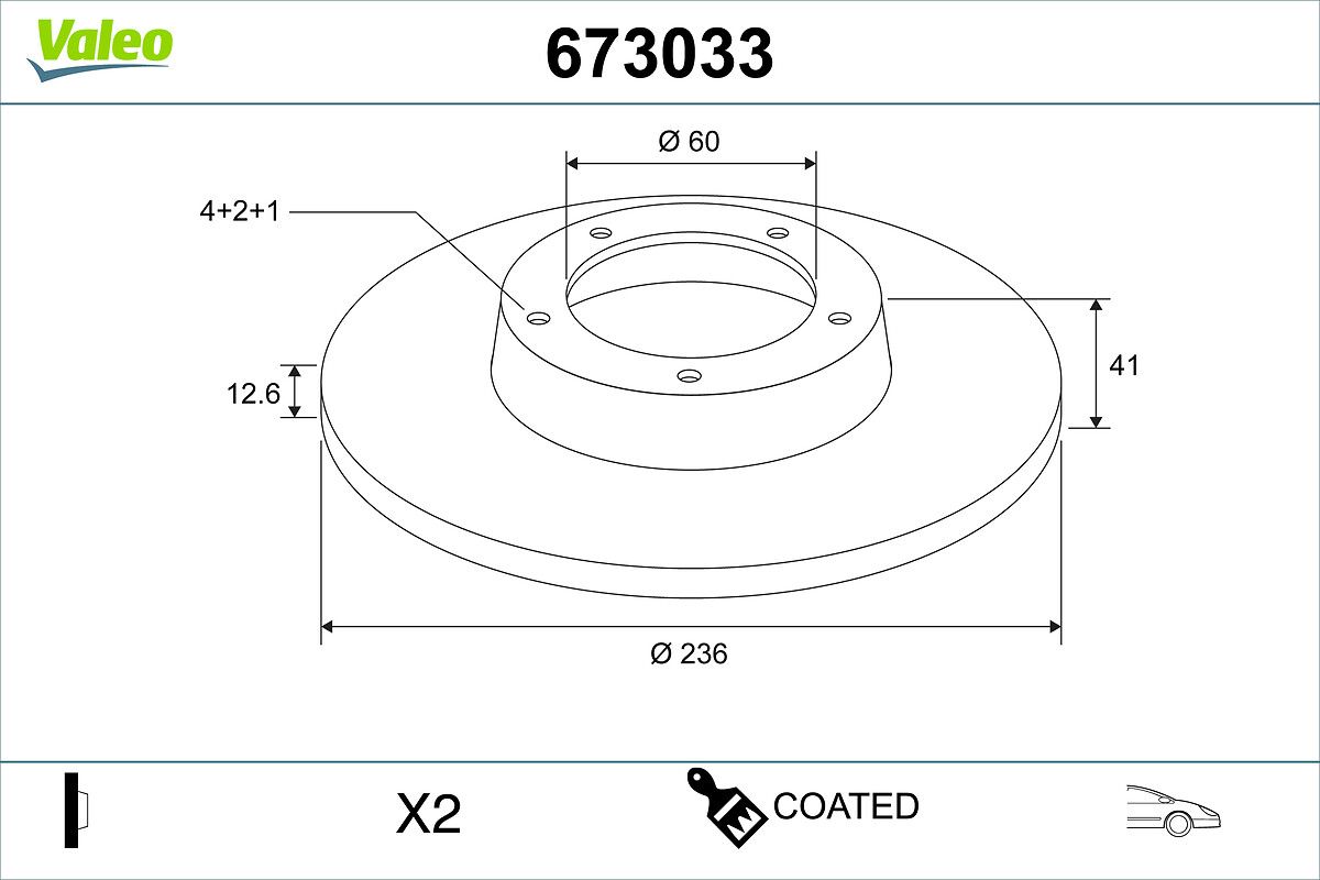 VALEO 673033 Brake disc