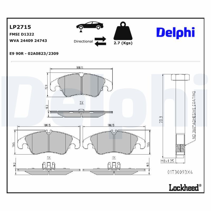DELPHI LP2715 Brake pad set, disc brake