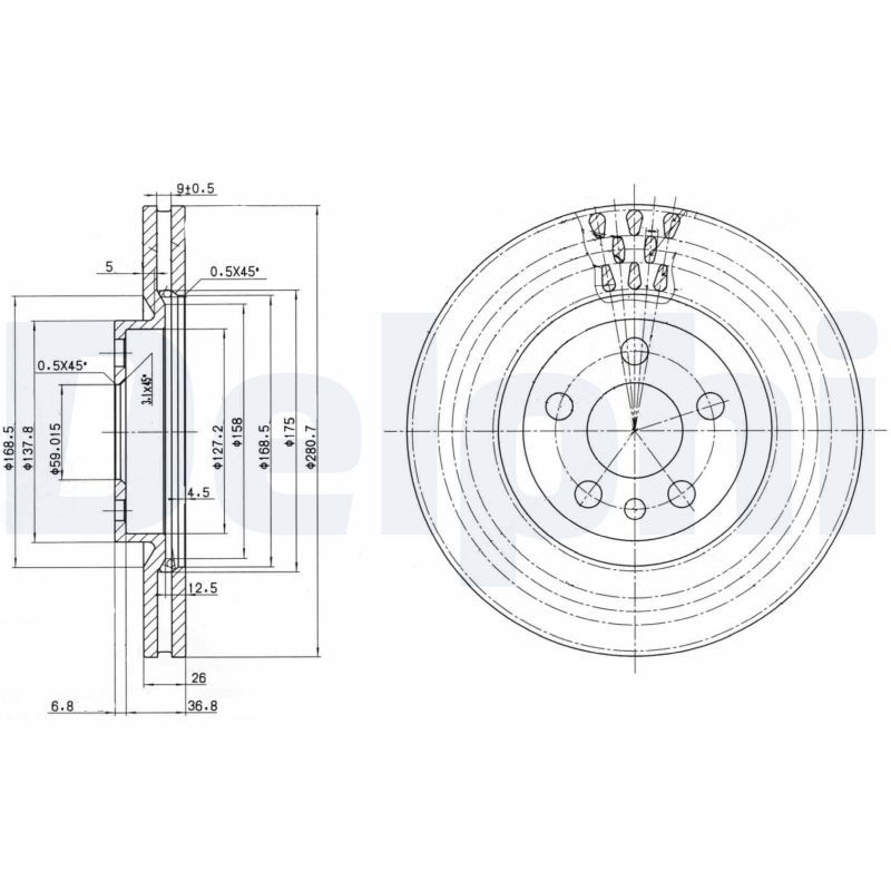 DELPHI BG2844 Brake disc