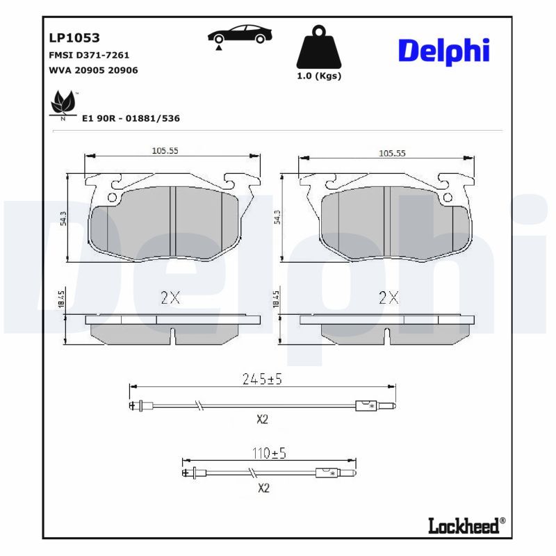 DELPHI LP1053 Brake pad set, disc brake