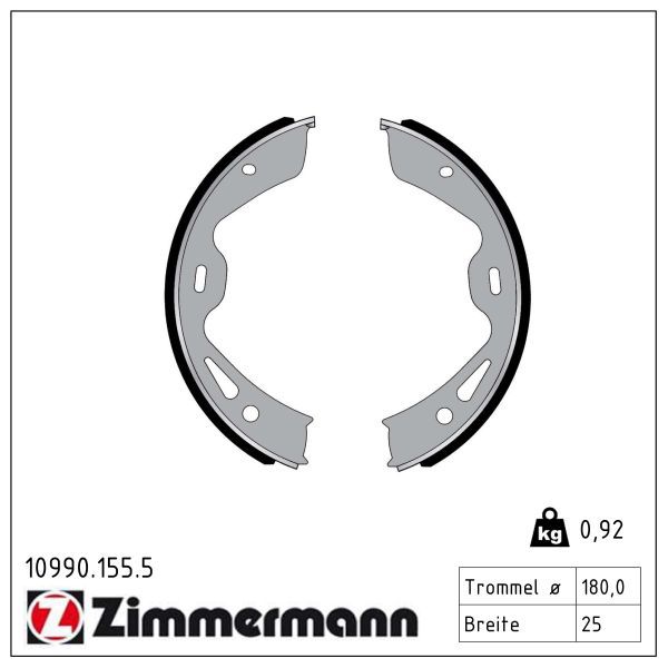 ZIMMERMANN 10990.155.5 Brake shoe set, parking brake