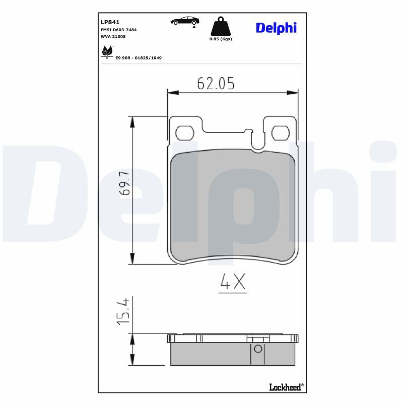 DELPHI LP841 Brake pad set, disc brake