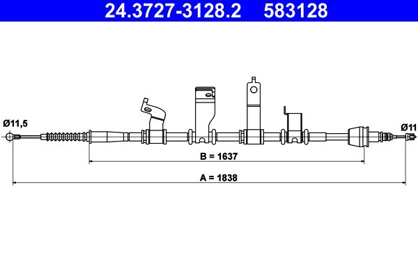 ATE 24.3727-3128.2 Cable pull, parking brake