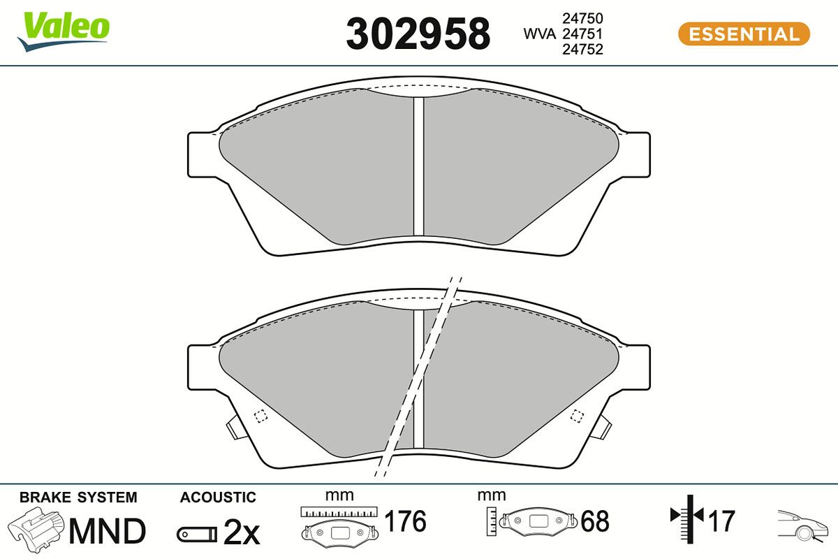 VALEO 302958 Brake pad set, disc brake