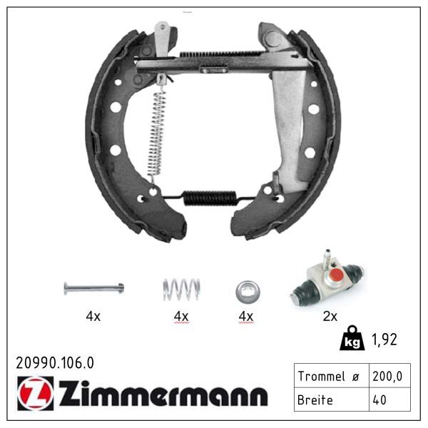 ZIMMERMANN 20990.106.0 Brake shoe set