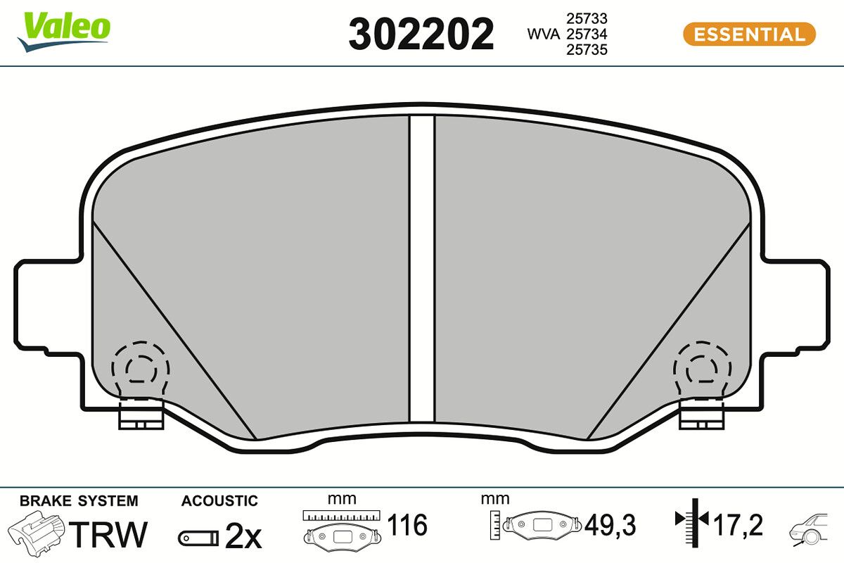 VALEO 302202 Brake pad set, disc brake