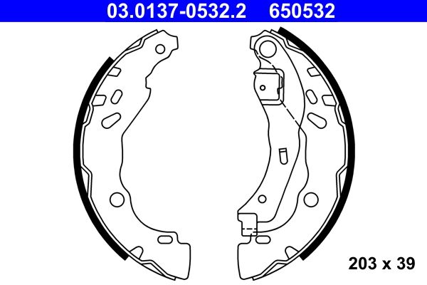 ATE 03.0137-0532.2 Brake shoe set
