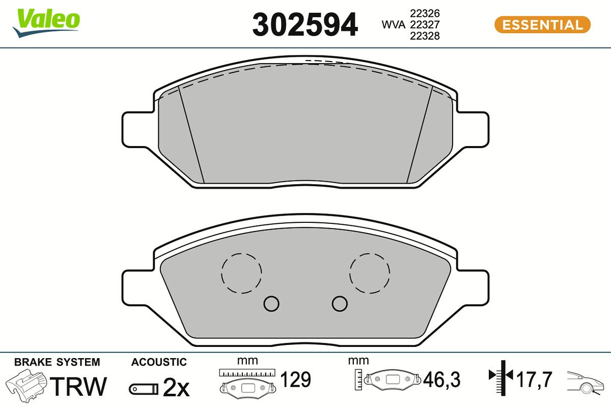 VALEO 302594 Brake pad set, disc brake