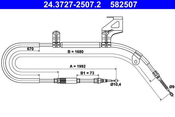 ATE 24.3727-2507.2 Cable pull, parking brake