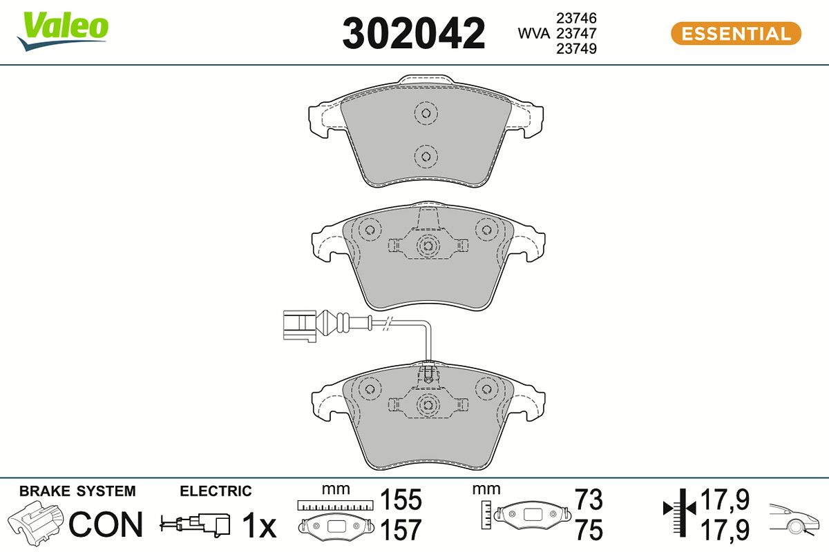 VALEO 302042 Brake pad set, disc brake