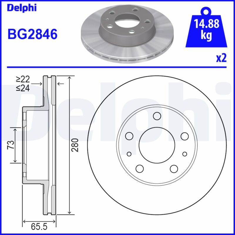 DELPHI BG2846 Brake disc