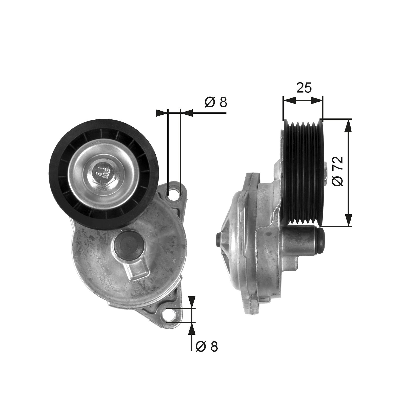 GATES T38188 Belt tensioner, v-ribbed belt