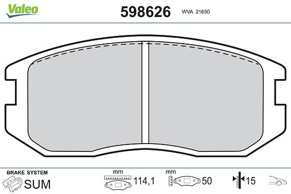 VALEO 598626 Brake pad set, disc brake