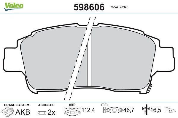 VALEO 598606 Brake pad set, disc brake