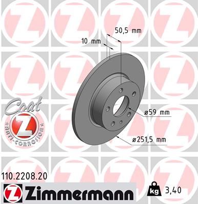 ZIMMERMANN 110.2208.20 Brake disc
