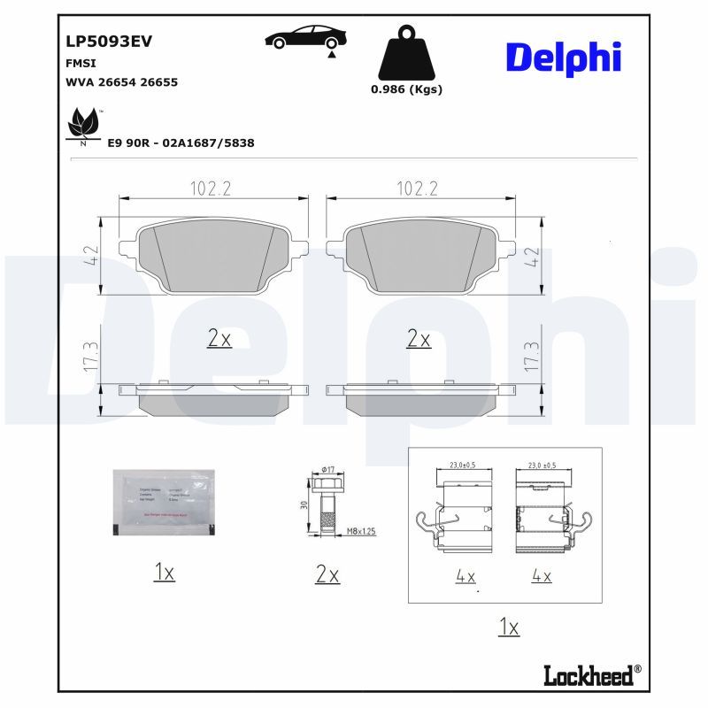 DELPHI LP5093EV Brake pad set, disc brake