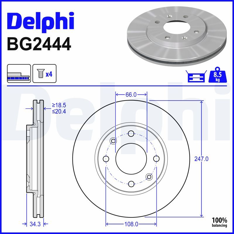 DELPHI BG2444 Brake disc