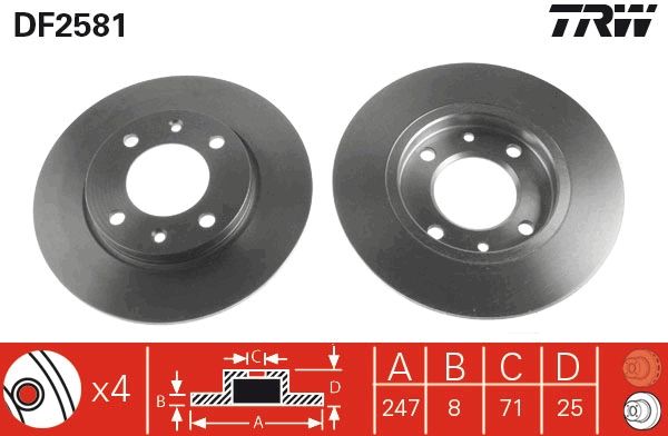 TRW DF2581 Brake disc