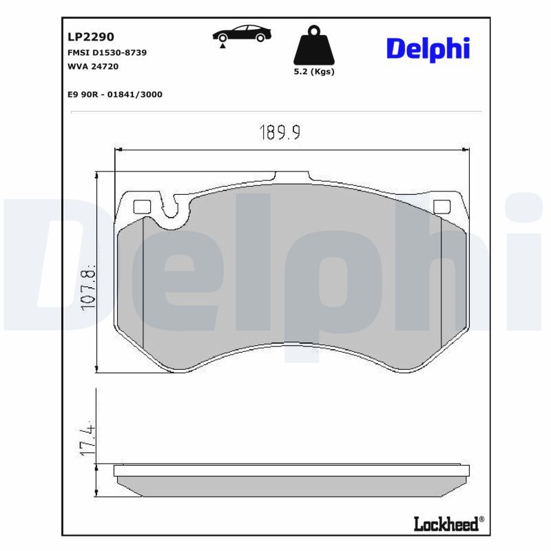 DELPHI LP2290 Brake pad set, disc brake