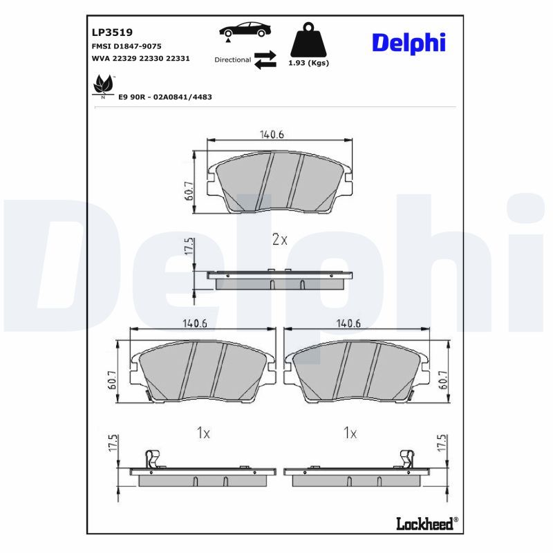 DELPHI LP3519 Brake pad set, disc brake