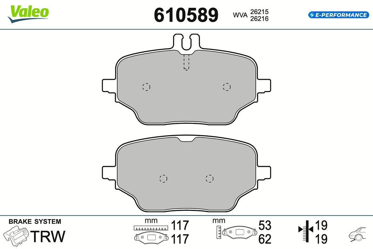 VALEO 610589 Brake pad set, disc brake