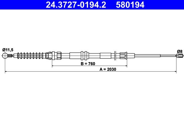 ATE 24.3727-0194.2 Cable pull, parking brake
