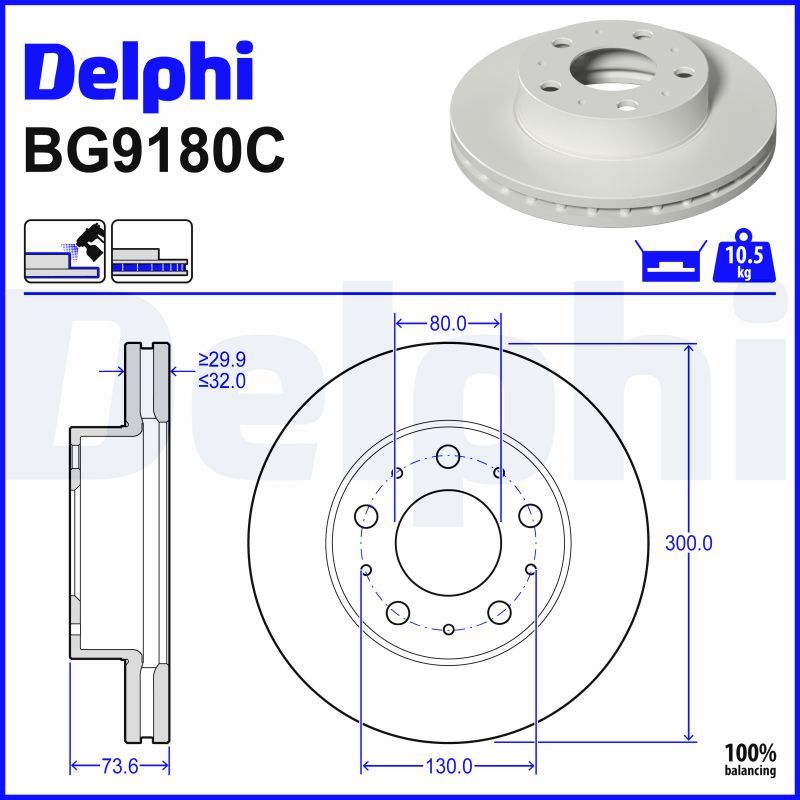 DELPHI BG9180C Brake disc